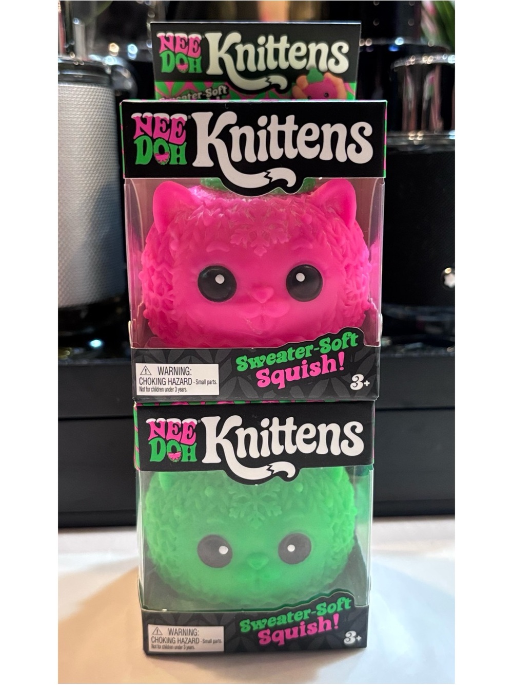 NeeDoh Knittens Bundle of 2 Green & Pink